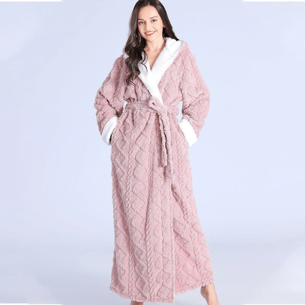 Langer Bademantel mit Kapuze für Damen 4