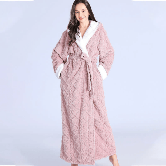 Langer Bademantel mit Kapuze für Damen 4