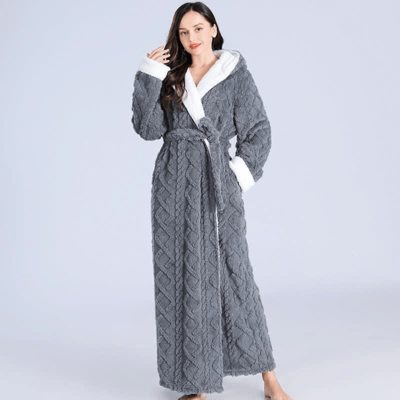Langer Bademantel mit Kapuze für Damen 6