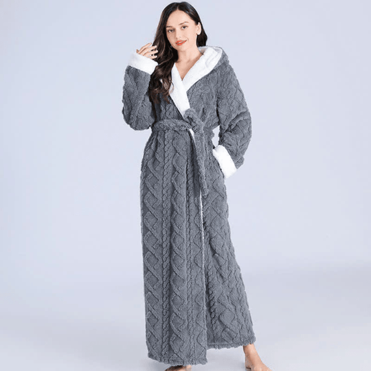 Langer Bademantel mit Kapuze für Damen 6