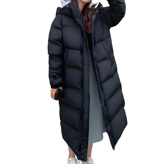 Langer Damen-Steppparka mit wasserdichter Optik 0