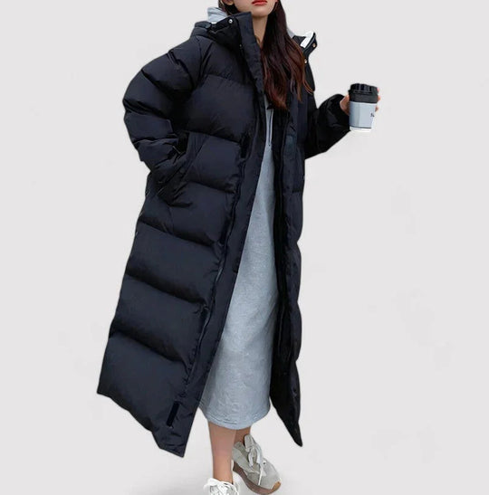 Langer Damen-Steppparka mit wasserdichter Optik 2