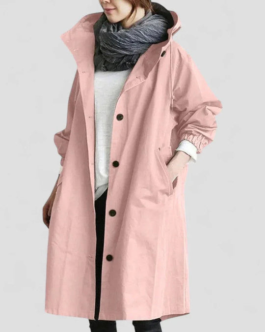 Langer Damenmantel Trenchcoat mit Kapuze und Wasserabweisender Funktion 3