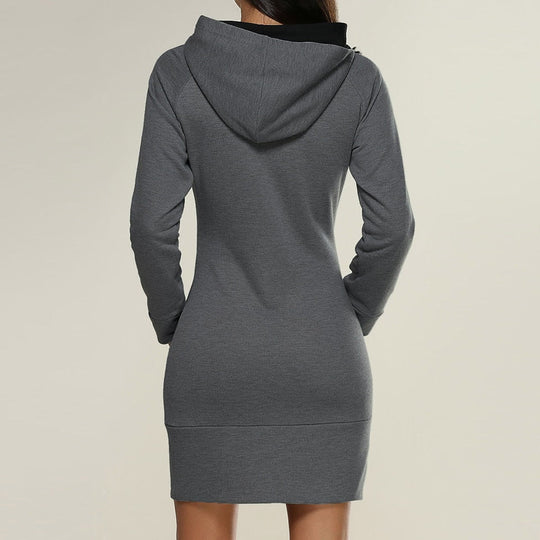Langes Sweatshirt-Kleid Mit Kapuze