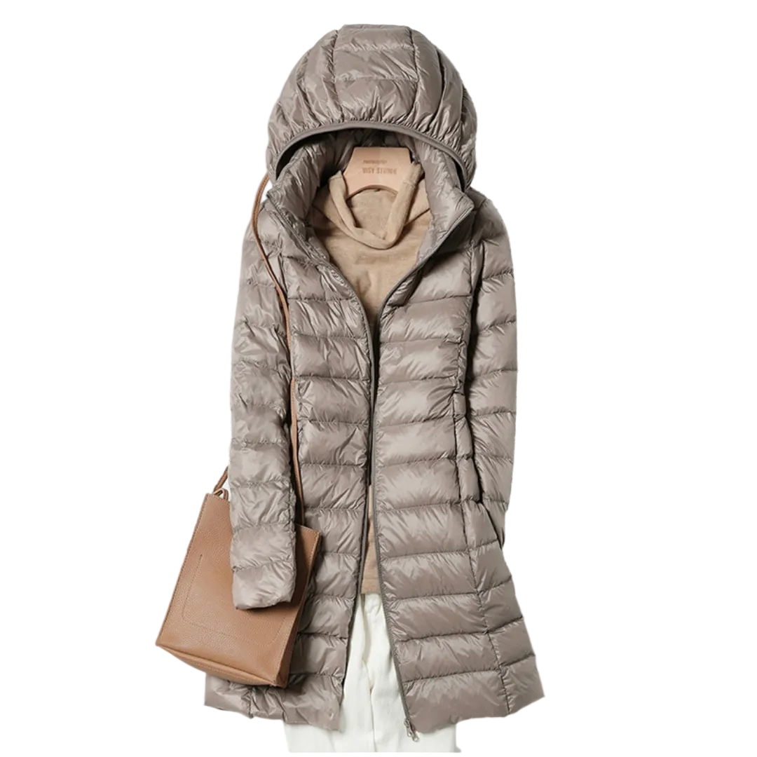 Leichte Damen-Daunenjacke mit abnehmbarer Kapuze 0