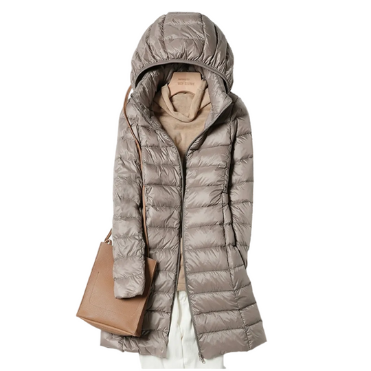 Leichte Damen-Daunenjacke mit abnehmbarer Kapuze 0