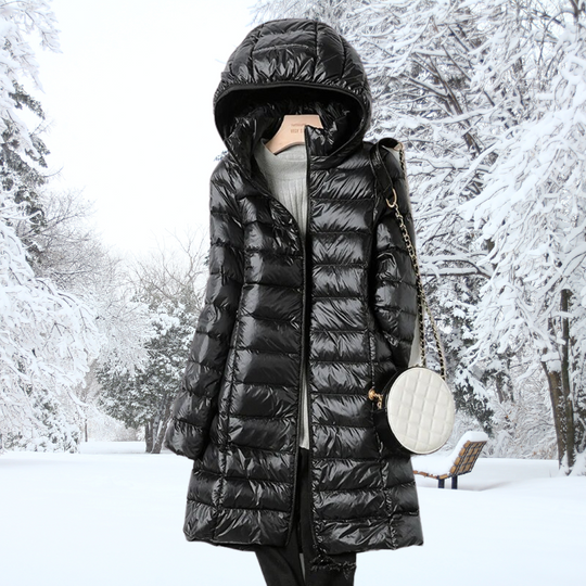 Leichte Damen-Daunenjacke mit abnehmbarer Kapuze 2