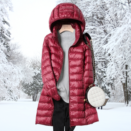 Leichte Damen-Daunenjacke mit abnehmbarer Kapuze 6