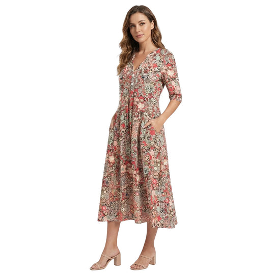 Leichtes Damenkleid mit Blumenmuster für Frühlings- und Sommeraktivitäten 0