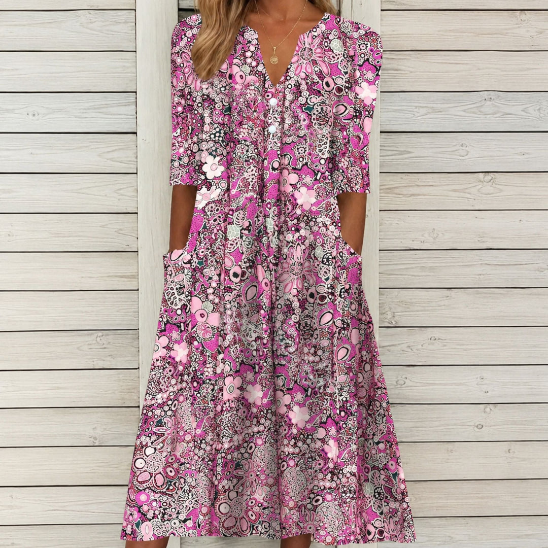 Leichtes Damenkleid mit Blumenmuster für Frühlings- und Sommeraktivitäten 2