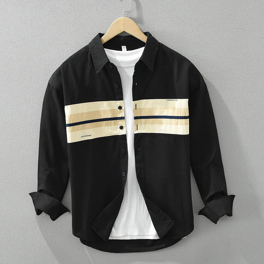 Herren Hemden Langarm Patchwork Baumwolle für Lässigen Stil 1