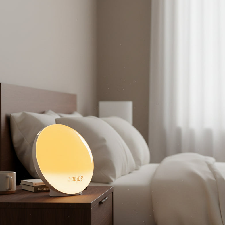 Lichtwecker mit Sonnenaufgangssimulation und Naturgeräuschen für sanftes Erwachen 0