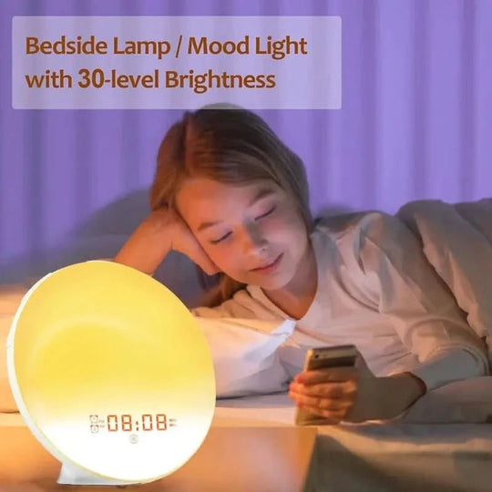 Lichtwecker mit Sonnenaufgangssimulation und Naturgeräuschen für sanftes Erwachen 1