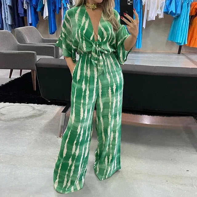 Variant image for Damen Jumpsuit Elegant Fließende Silhouette mit Tiefem V-Ausschnitt für Sommer und Hochzeit-13