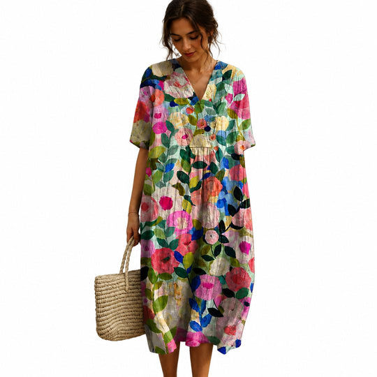 Lockeres Sommerkleid mit Blumenmuster für Damen 0