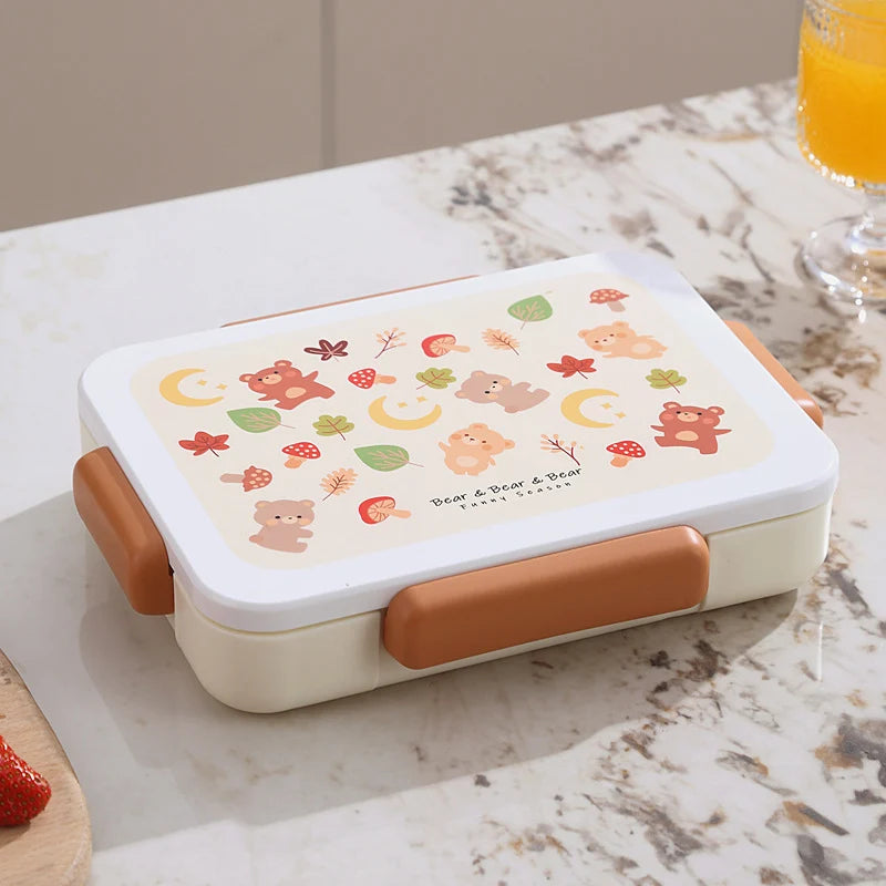 Lunchbox mit Tiermotiven und sicherem Verschluss für Kinder und Erwachsene 0
