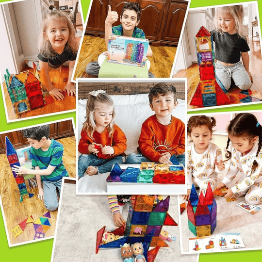 Magnetische Bausteine Montessori Set für Kinder - Kreatives Lernspielzeug mit 40 Magnetfliesen 2