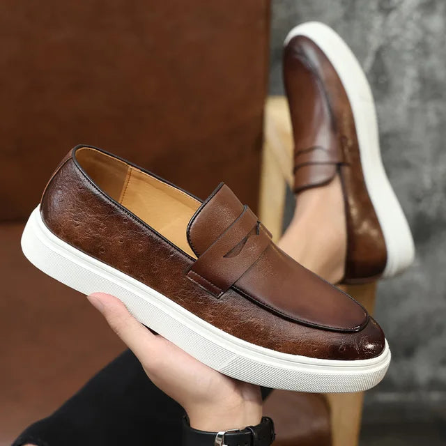 Herren Slipper Mönchsstil Schlangenleder Retro British Design 4