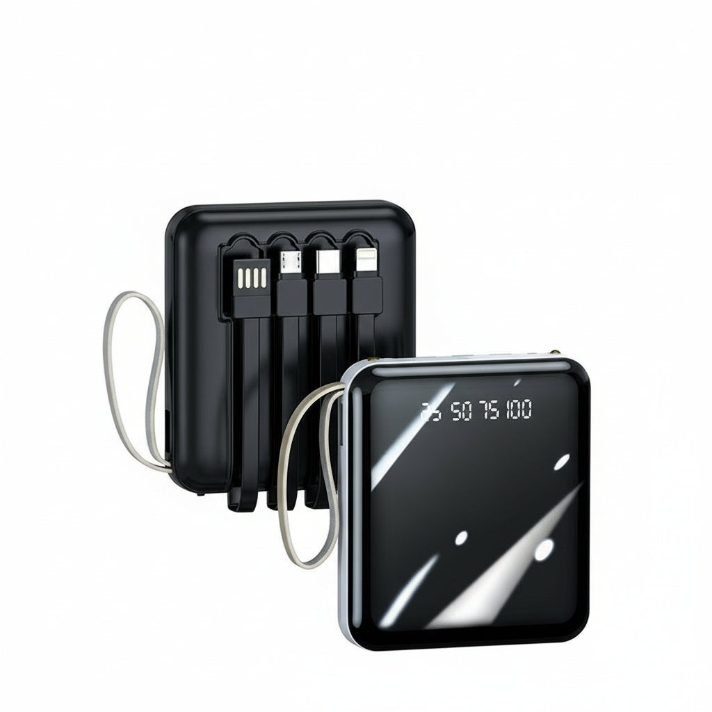 Mini Powerbank 20000mAh mit integrierten Kabeln für unterwegs 1