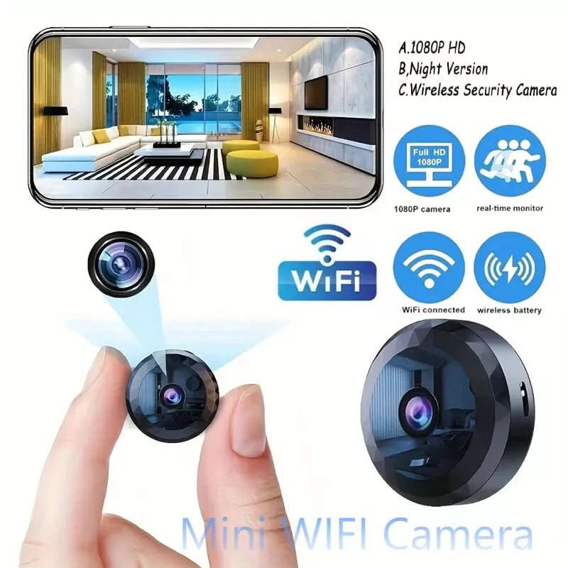 Mini Überwachungskamera WLAN mit Live Übertragung auf Handy, 1080P HD, Magnetische Montage für Zuhause und Büro 0