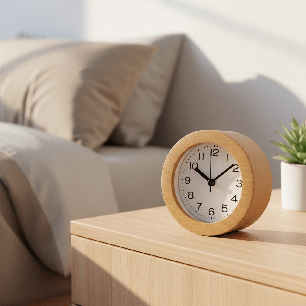 Minimalistischer Wecker für Schlafzimmer mit Lautlosem Mechanismus und Einstellbarer LED-Anzeige 0