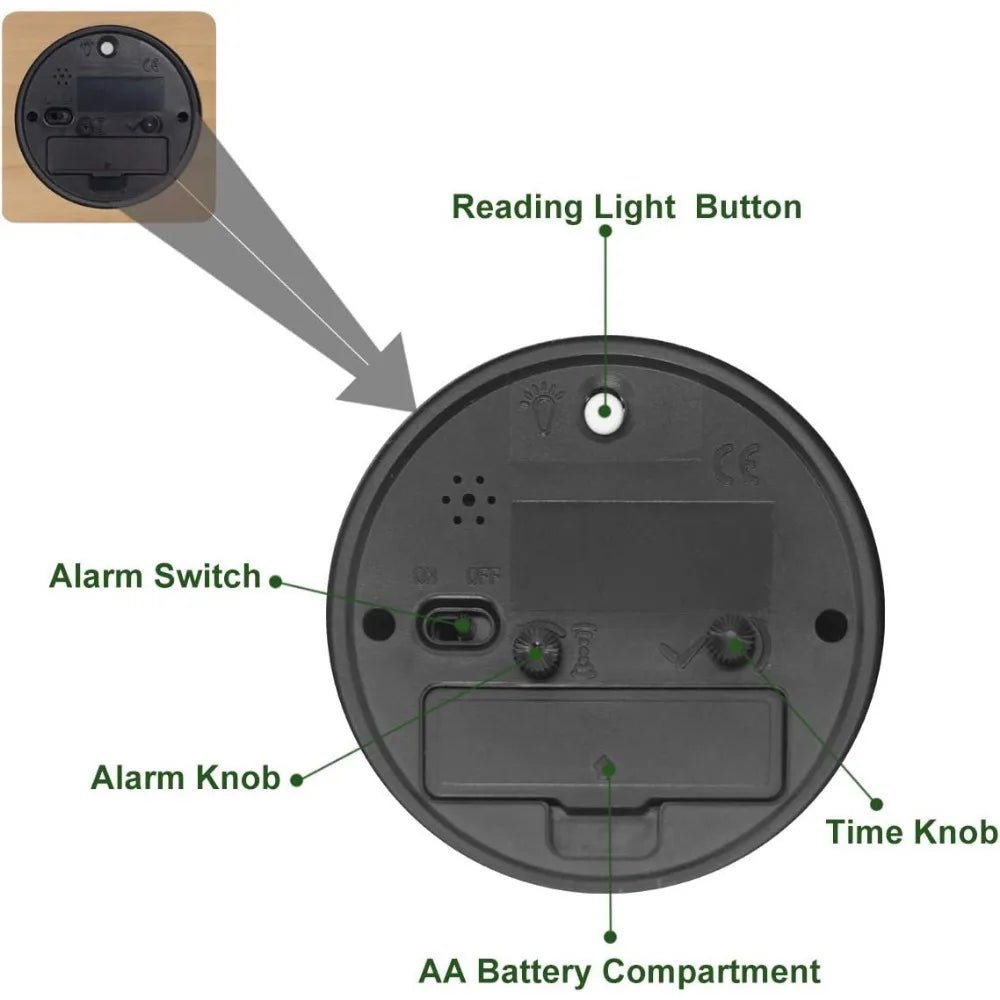 Minimalistischer Wecker für Schlafzimmer mit Lautlosem Mechanismus und Einstellbarer LED-Anzeige 5