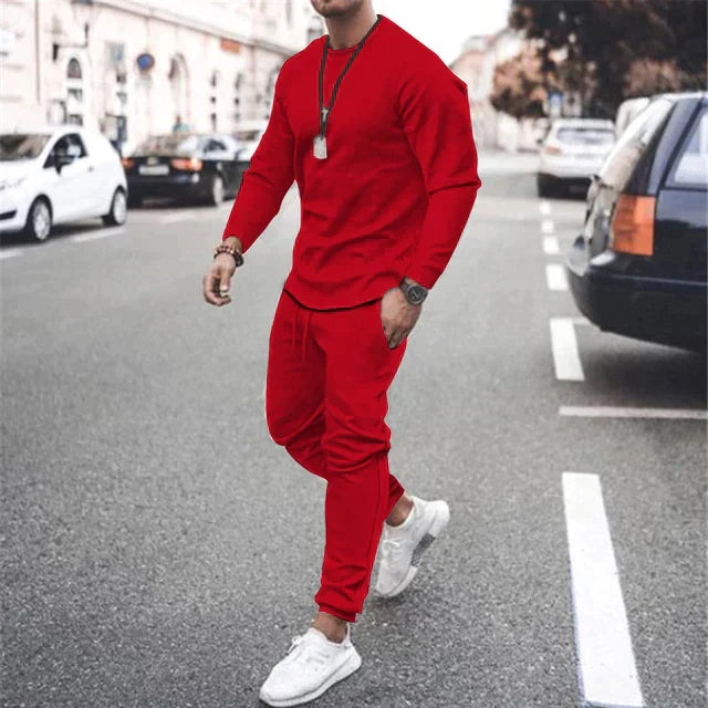 Herren Set Bequem Langarmshirt und Hose Baumwolle 3