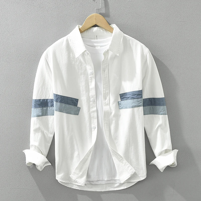 Variant image for Herren Patchwork Hemd Lässiger Schnitt Baumwolle-7