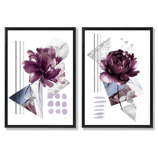 Moderne Kunstdrucke Blumen Set mit Rahmen - 2er-Set Kunstbilder kaufen 0