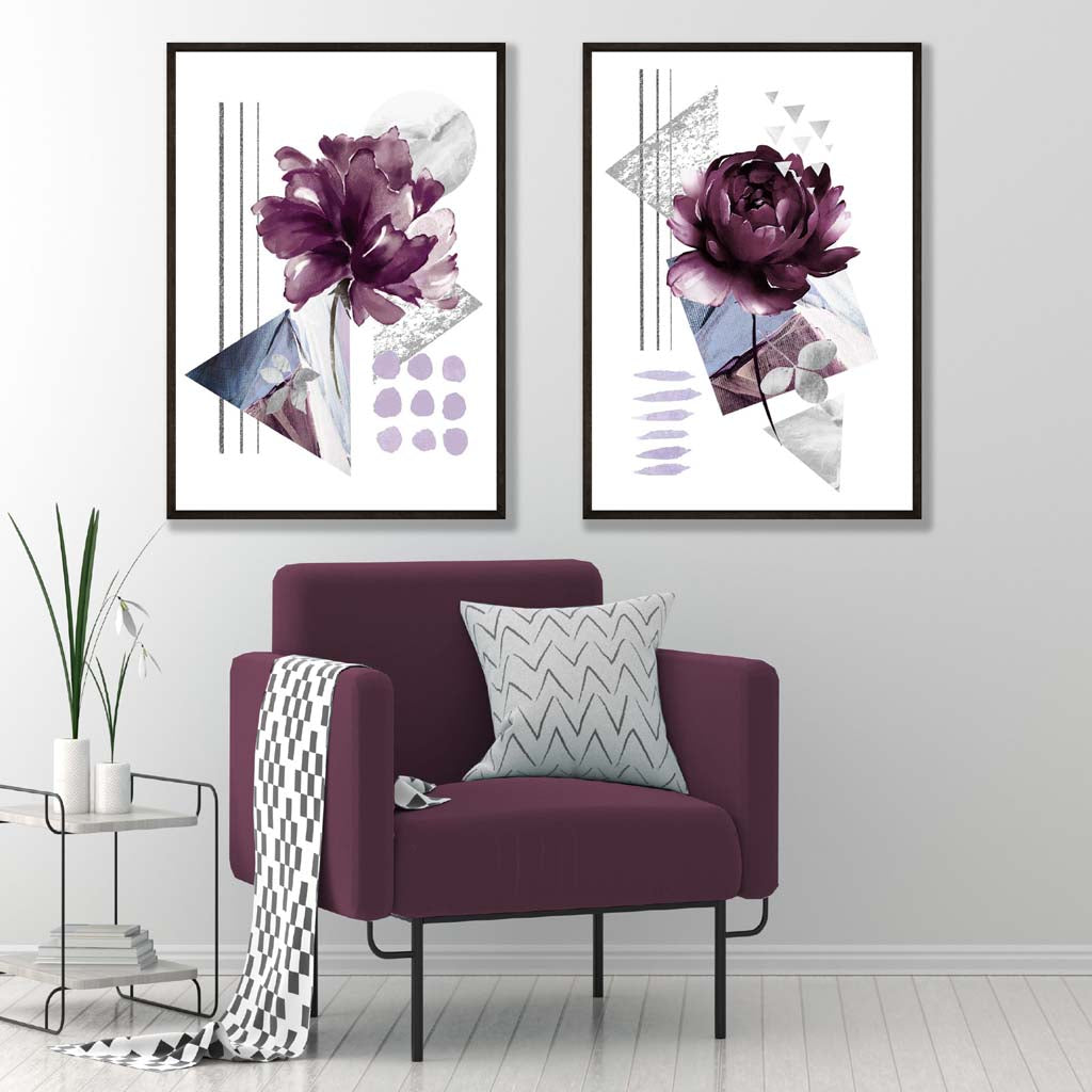 Moderne Kunstdrucke Blumen Set mit Rahmen - 2er-Set Kunstbilder kaufen 1