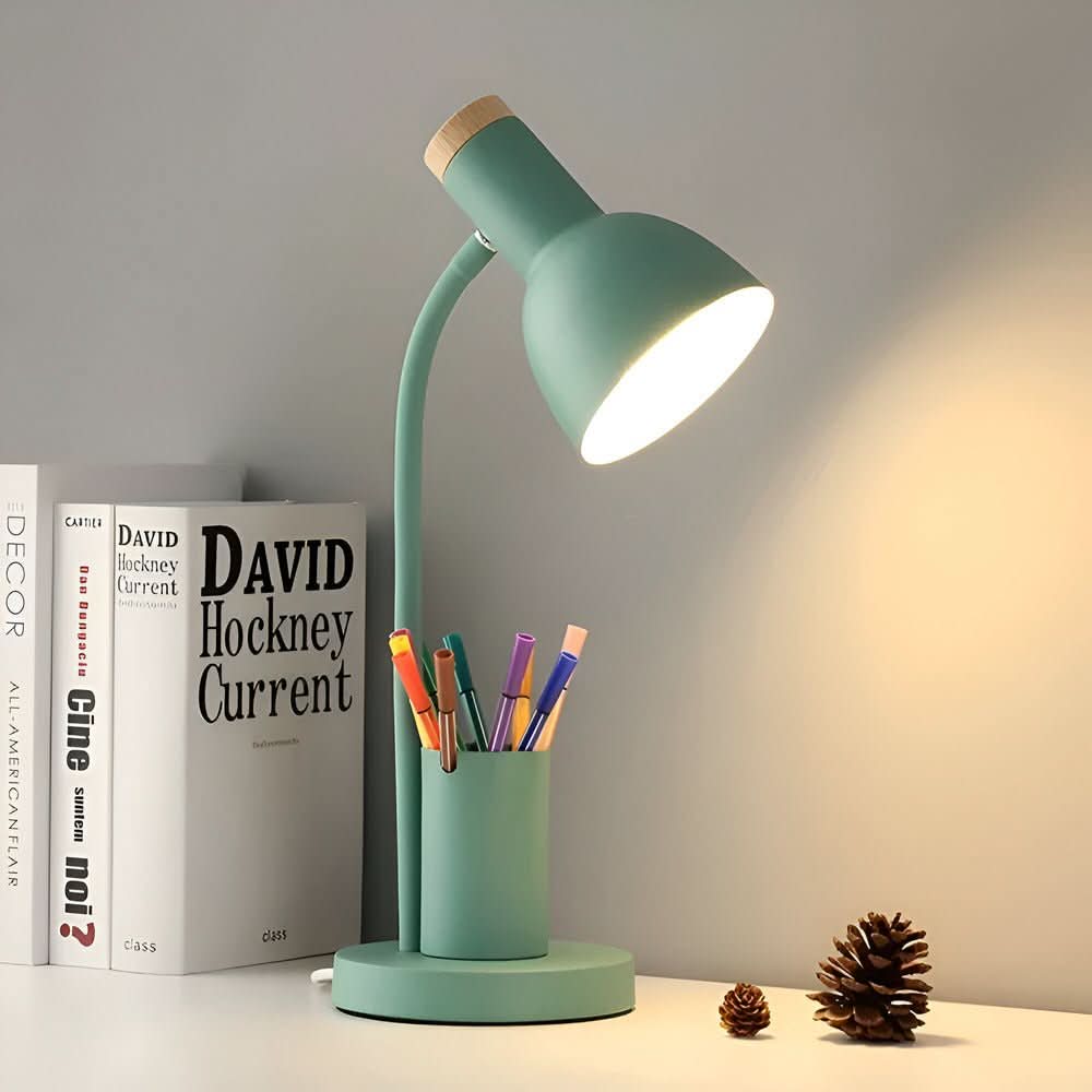 Moderne LED-Schreibtischlampe mit Stifthalter und drei Lichtmodi 4