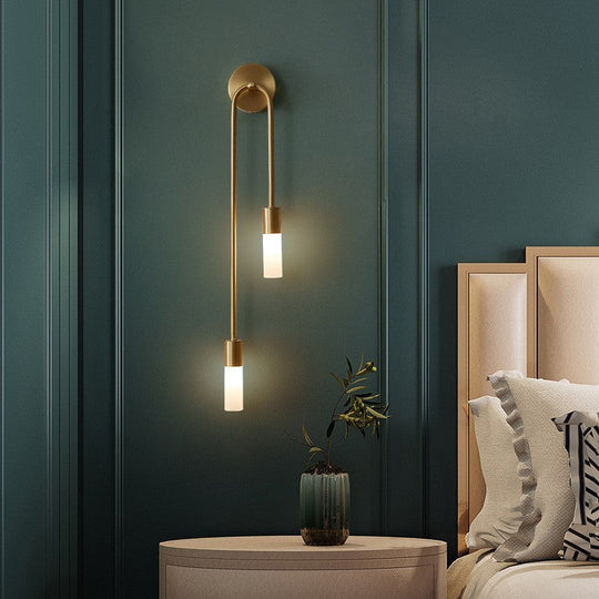 Moderne LED-Wandleuchte Innen für Wohnzimmer und Schlafzimmer, 2-flammig, Gold design 1