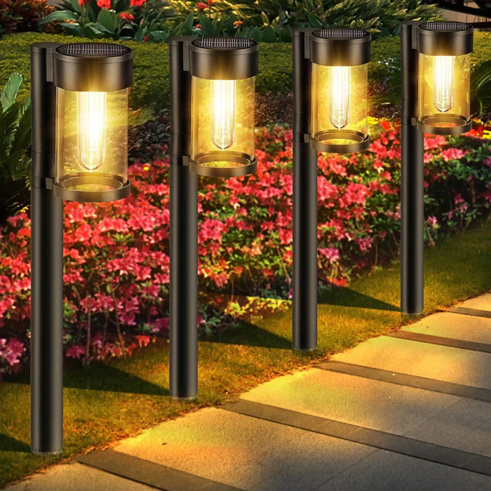 Moderne Solar-Gartenleuchten für Stilvolle Außenbereiche, Gartenbeleuchtung Solar, Wasserdicht, Helle Beleuchtung bis zu 12 Stunden 0