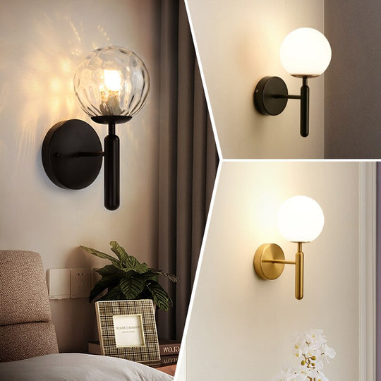 Moderne Wandleuchte Innen mit Glaskugel Design für Schlafzimmer und Flure 2