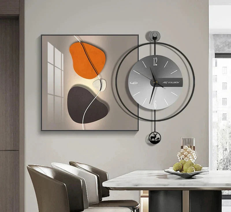Moderne Wanduhr für Wohn- und Esszimmer mit Geräuschlosem Quarzmechanismus 0