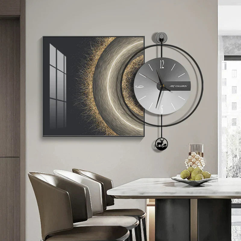 Moderne Wanduhr für Wohn- und Esszimmer mit Geräuschlosem Quarzmechanismus 1