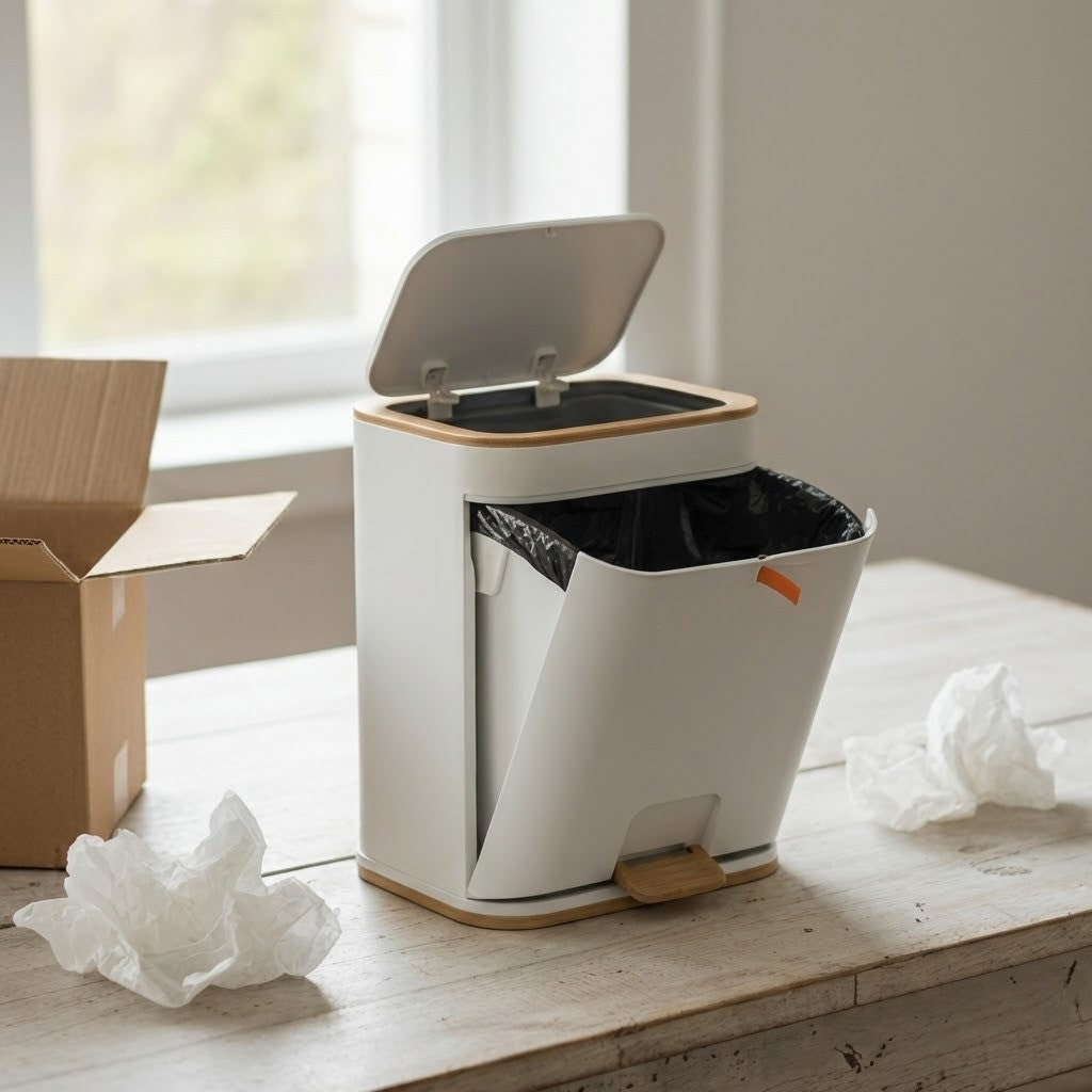 Moderner Badezimmer-Mülleimer Mit Cleverem Deckeldesign 0
