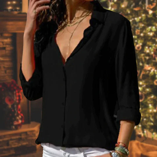 Variant image for Damen Bluse Satin Elegante Passform für Festliche Anlässe in Verschiedenen Farben-22
