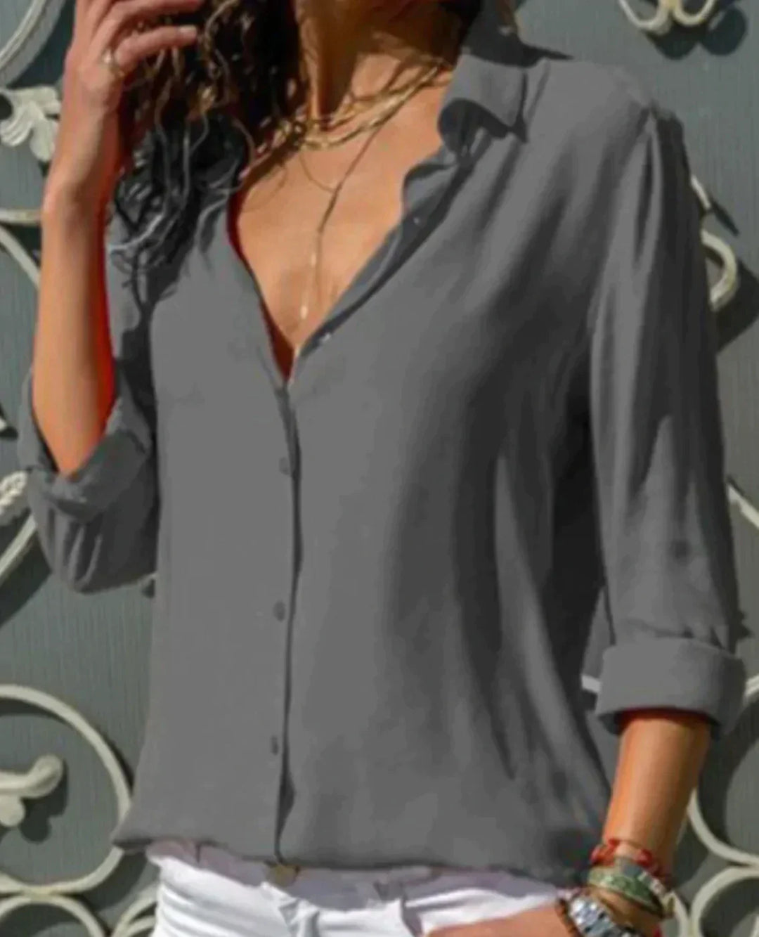 Variant image for Damen Bluse Satin Elegante Passform für Festliche Anlässe in Verschiedenen Farben-42