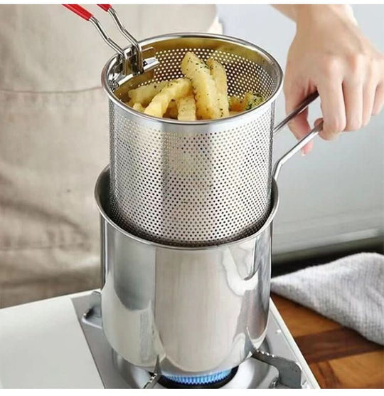 Multifunktionale Fritteuse Edelstahl mit Verbrühschutzgriff 0