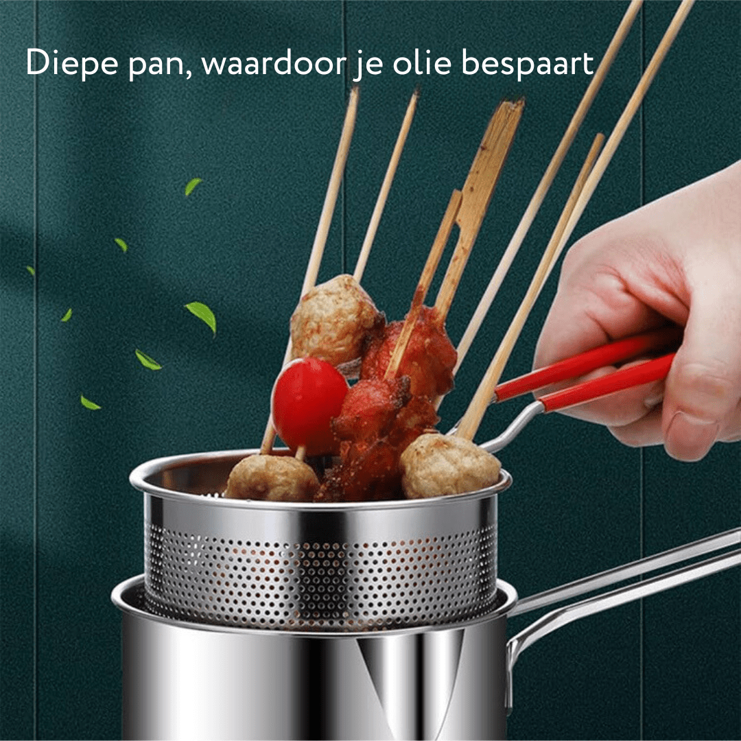 Multifunktionale Fritteuse Edelstahl mit Verbrühschutzgriff 3