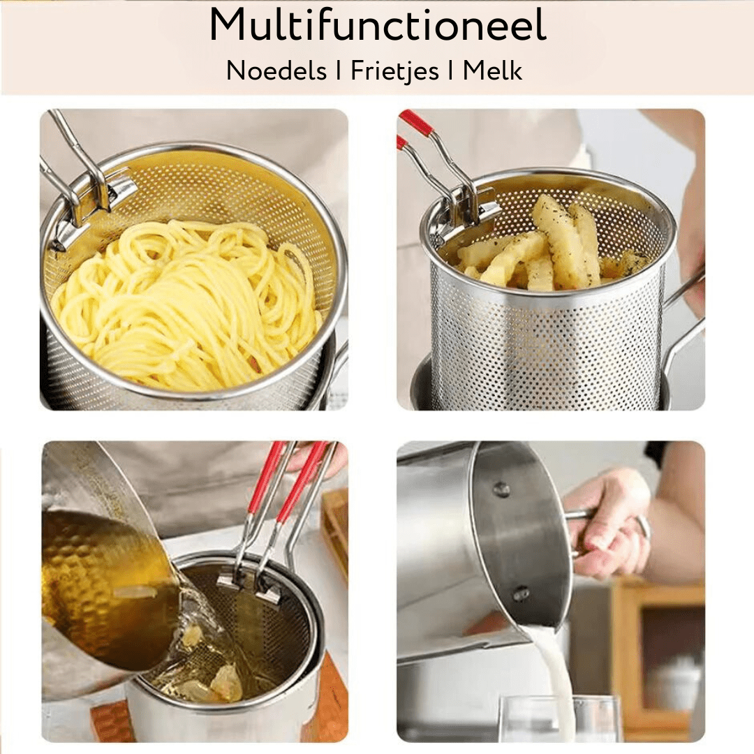 Multifunktionale Fritteuse Edelstahl mit Verbrühschutzgriff 4