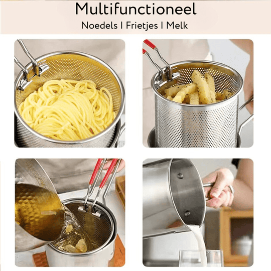 Multifunktionale Fritteuse Edelstahl mit Verbrühschutzgriff 4
