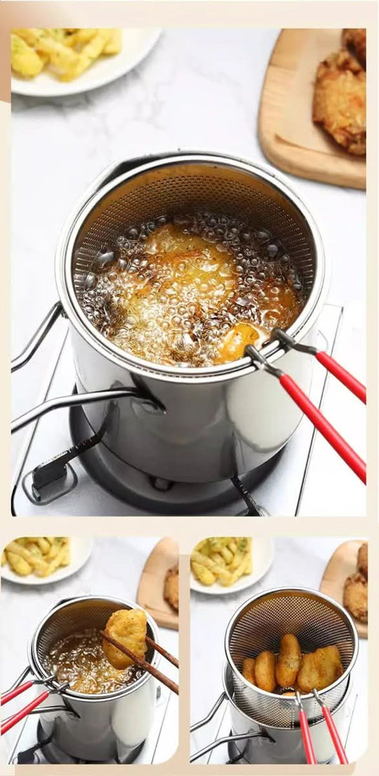Multifunktionale Fritteuse Edelstahl mit Verbrühschutzgriff 5