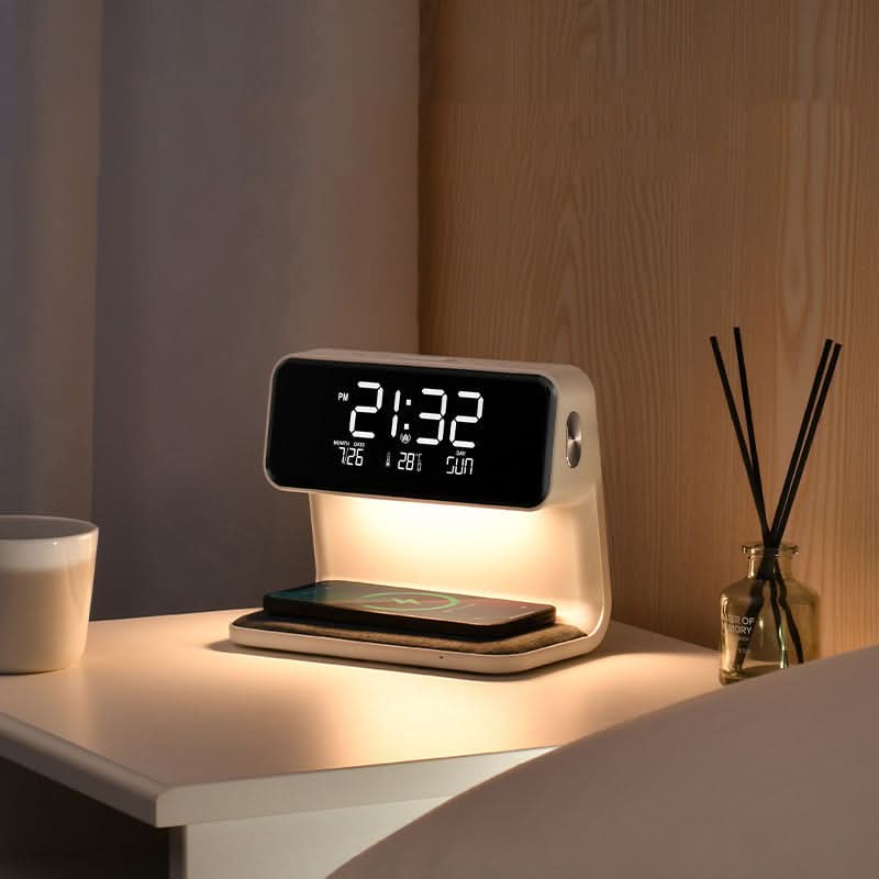 Multifunktionaler LCD-Wecker mit Dimmfunktion für Nachttisch 0
