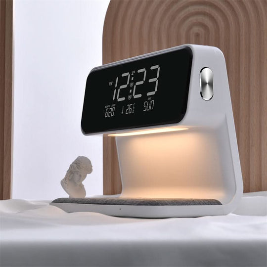 Multifunktionaler LCD-Wecker mit Dimmfunktion für Nachttisch 7