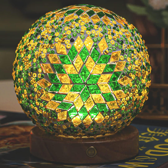 Nachtlicht Boho Mosaik Glaskugel für Gemütliche Abende und Stilvolle Dekoration 0