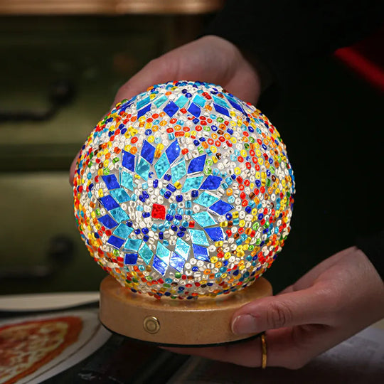 Nachtlicht Boho Mosaik Glaskugel für Gemütliche Abende und Stilvolle Dekoration 1