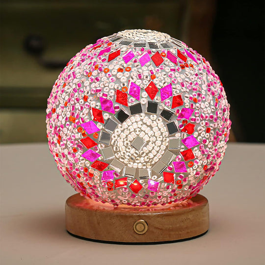Nachtlicht Boho Mosaik Glaskugel für Gemütliche Abende und Stilvolle Dekoration 2
