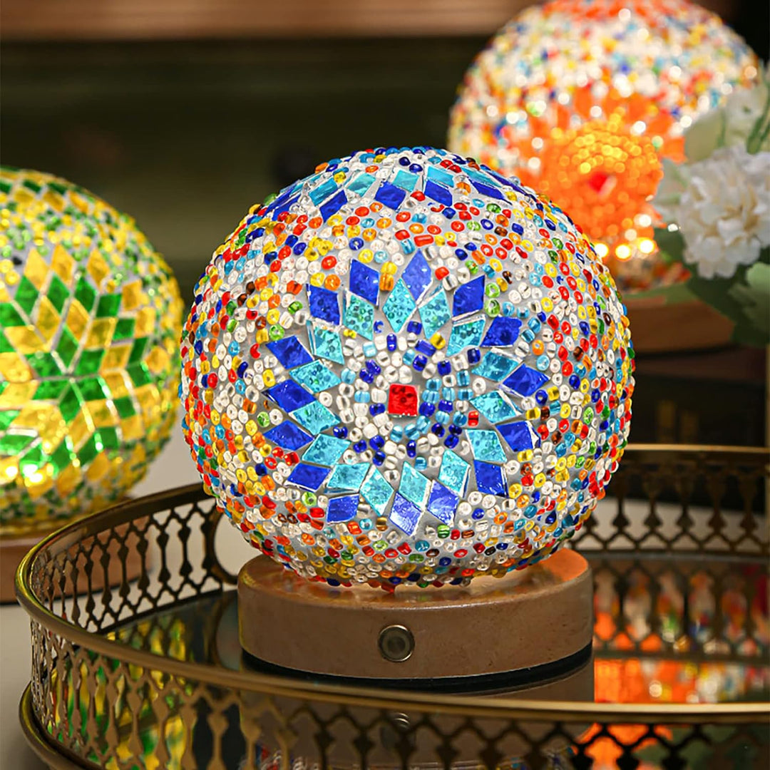 Nachtlicht Boho Mosaik Glaskugel für Gemütliche Abende und Stilvolle Dekoration 3